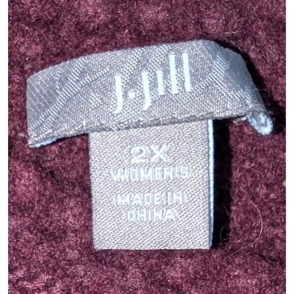 J. Jill Rabbit Hair Wool Cotton Blend Babydoll Popover Sweater Burgundy Size 2X - Picture 4 of 5